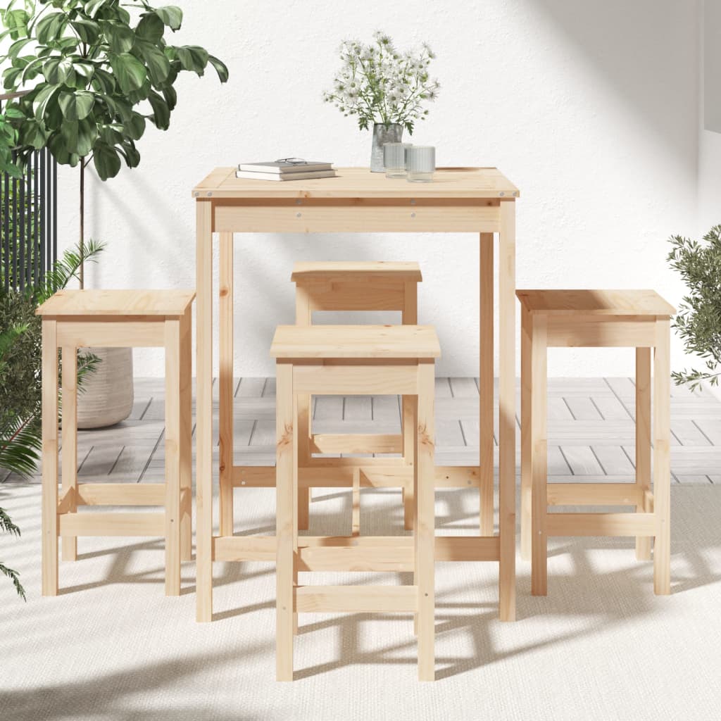 Set Bar Da Giardino 5 Pz In Legno Massello Di Pino - Image 3