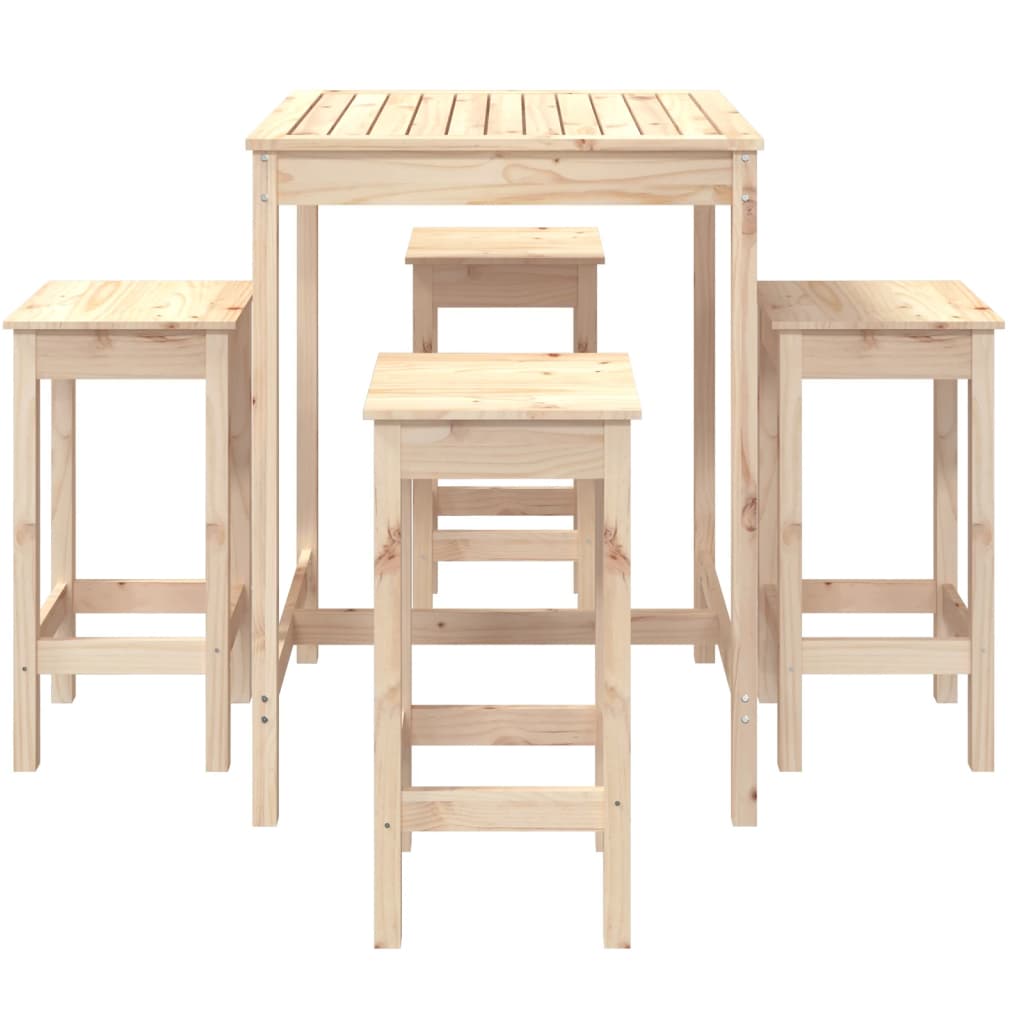 Set Bar Da Giardino 5 Pz In Legno Massello Di Pino - Image 4