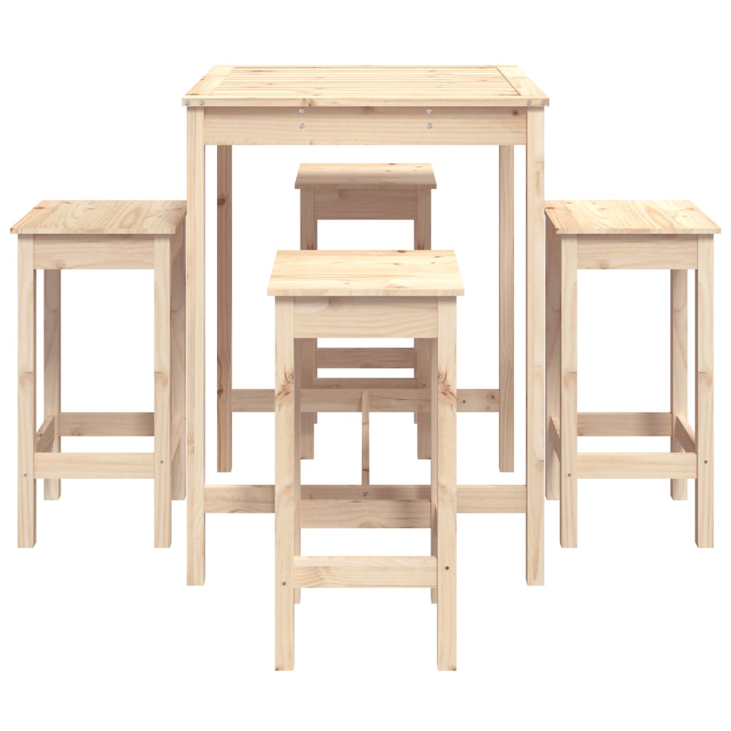 Set Bar Da Giardino 5 Pz In Legno Massello Di Pino - Image 5