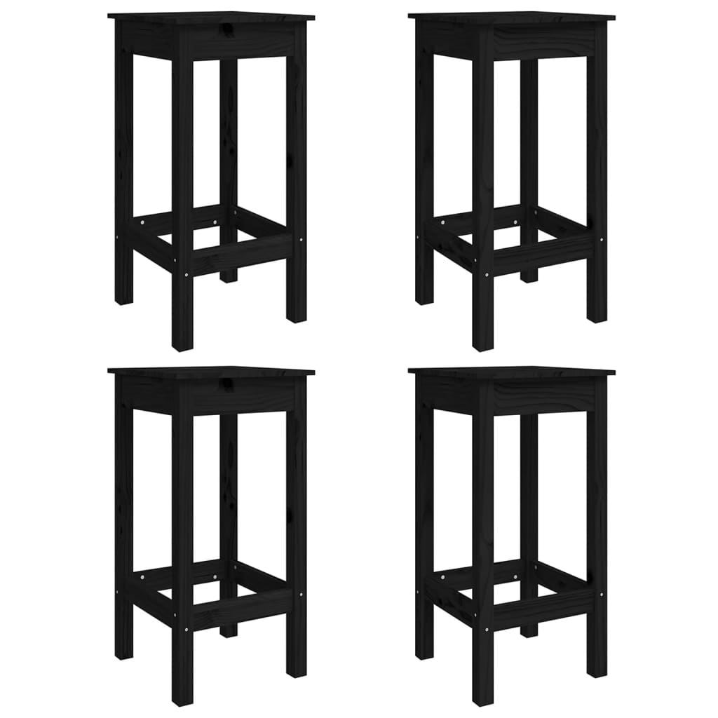 Set Bar Da Giardino 5 Pz Nero In Legno Massello Di Pino - Image 6