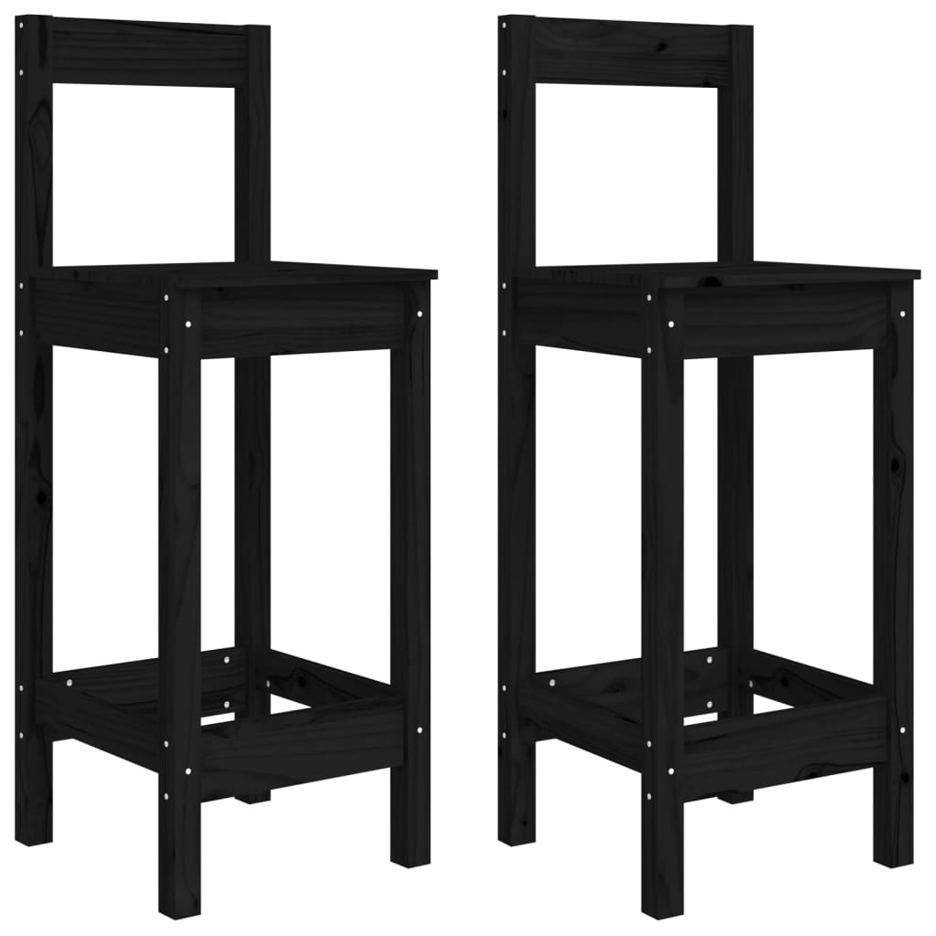 Set Bar Da Giardino 3 Pz Nero In Legno Massello Di Pino - Image 5