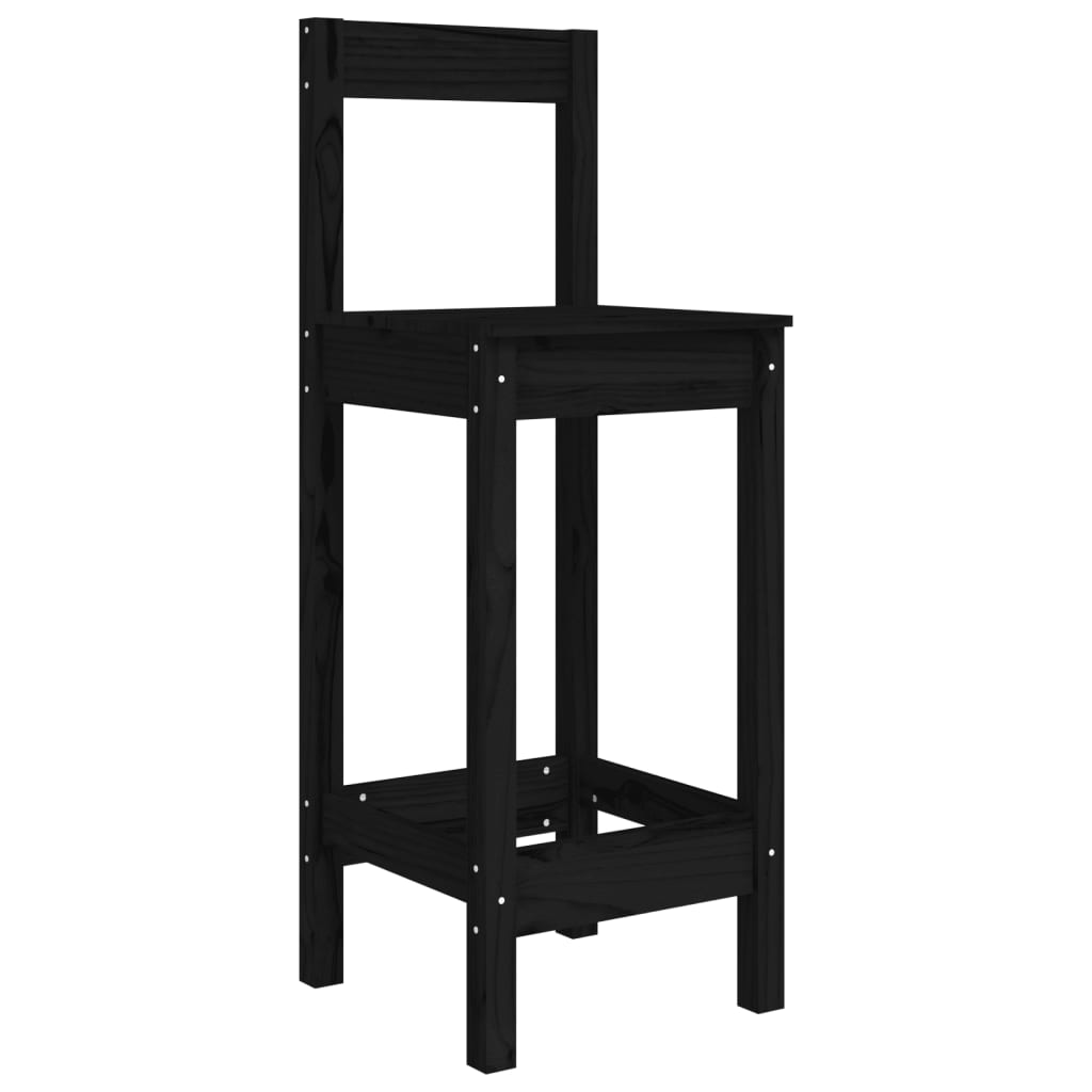 Set Bar Da Giardino 3 Pz Nero In Legno Massello Di Pino - Image 6