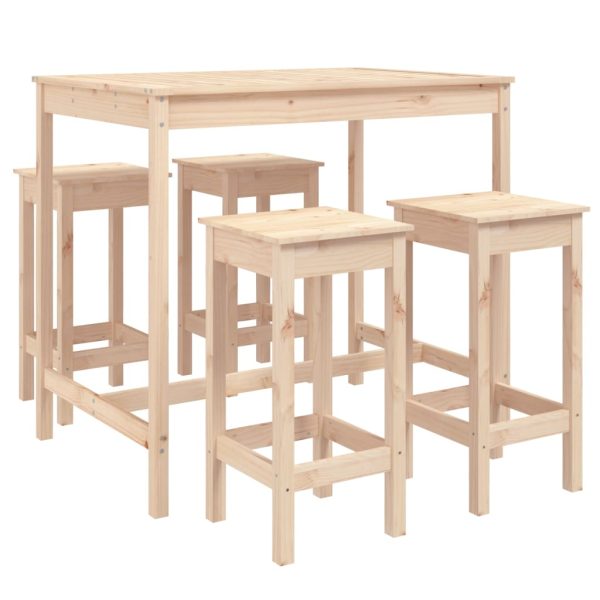 Set Bar Da Giardino 5 Pz In Legno Massello Di Pino - Image 2