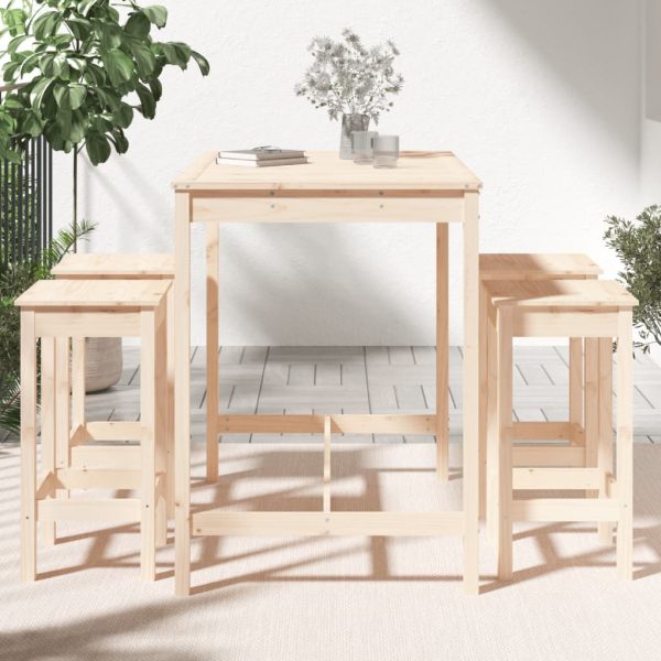 Set Bar Da Giardino 5 Pz In Legno Massello Di Pino - Image 3