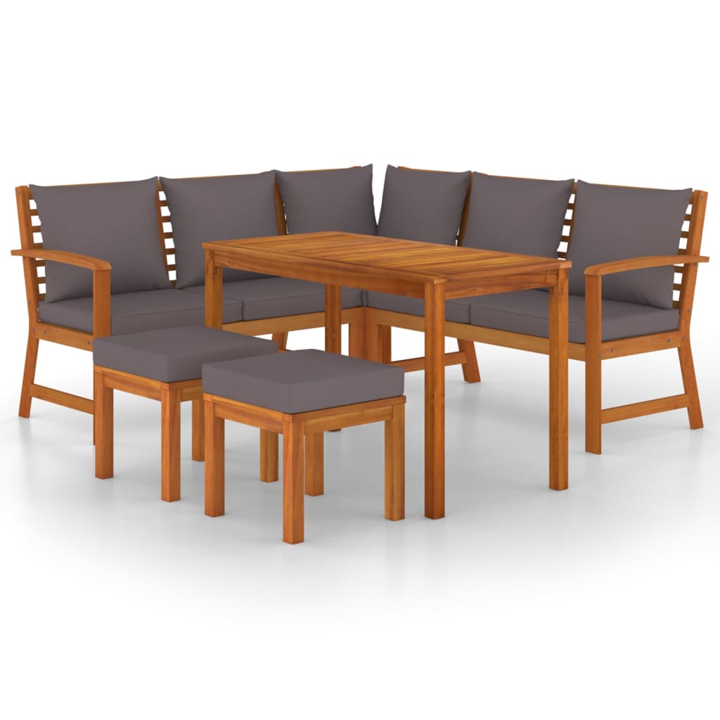 Set Da Pranzo Da Giardino 6pz Con Cuscini Legno Massello Acacia - Image 2
