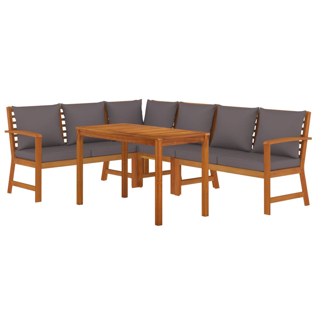 Set Da Pranzo Giardino 5pz Con Cuscini Legno Massello Di Acacia - Image 3