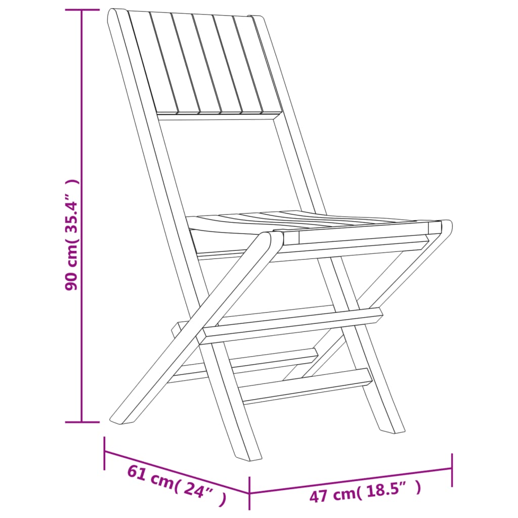 Sedie Da Giardino Pieghevoli 4pz 47x61x90cm Legno Massello Teak - Image 5