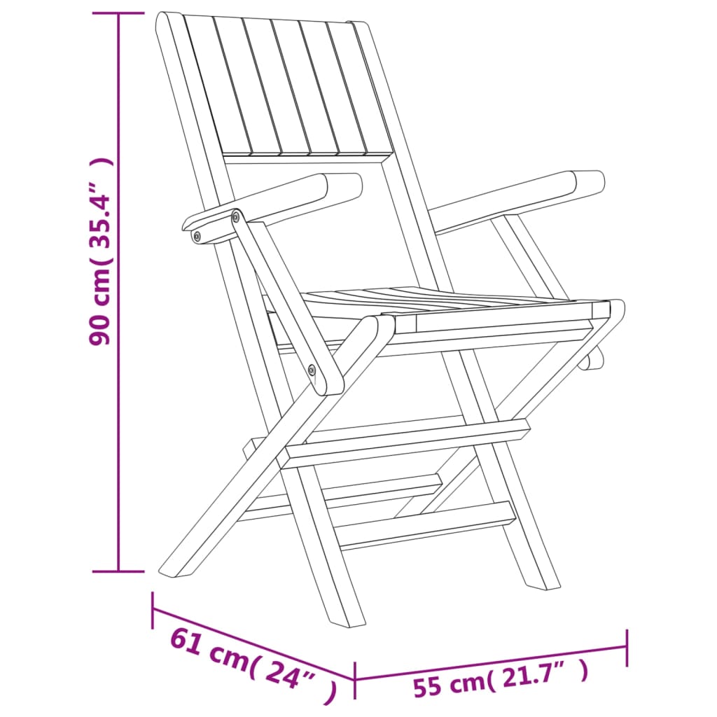 Sedie Da Giardino Pieghevoli 8pz 55x61x90cm Legno Massello Teak - Image 5
