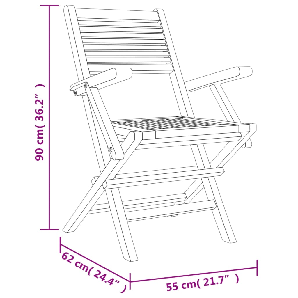 Sedie Da Giardino Pieghevoli 8pz 55x62x90cm Legno Massello Teak - Image 5