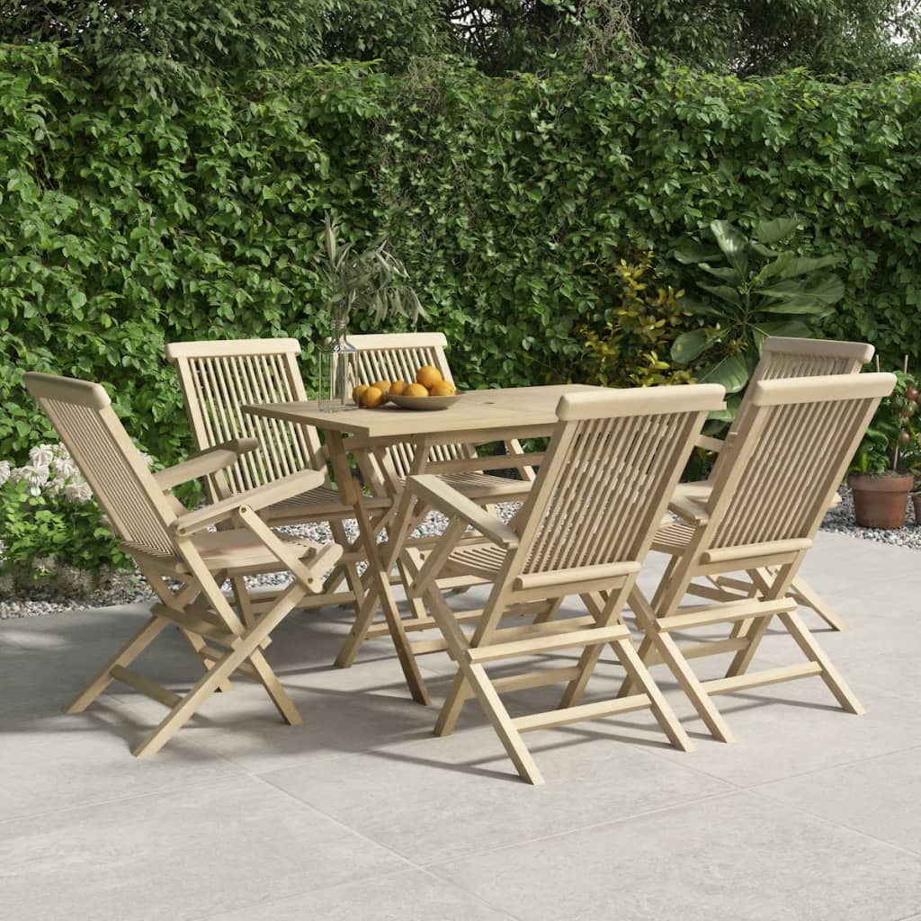 Sedie Giardino Pieghevoli 6pz Grigie 56x61x89 Cm Massello Teak