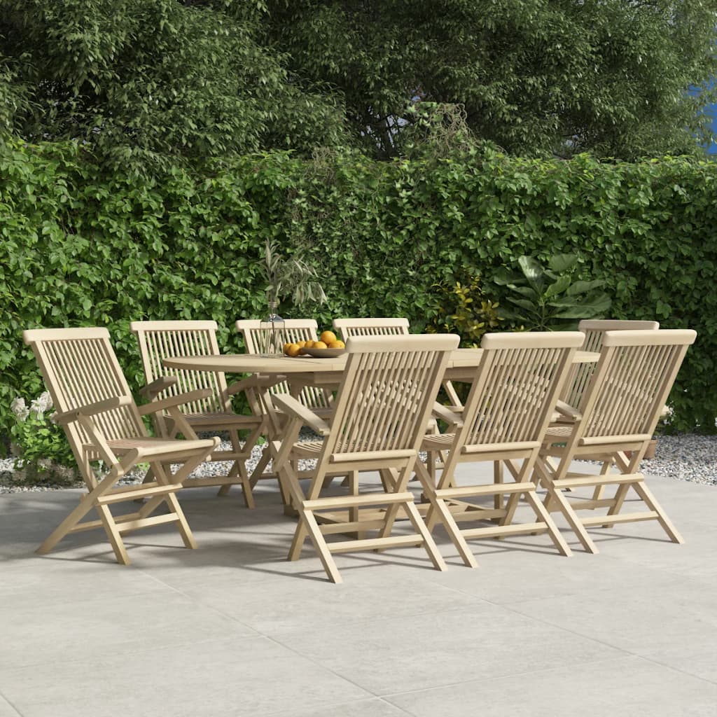 Sedie Giardino Pieghevoli 8pz Grigie 56x61x89 Cm Massello Teak