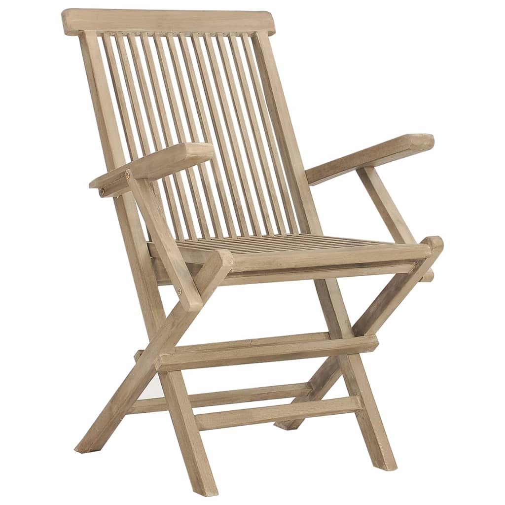 Sedie Giardino Pieghevoli 8pz Grigie 56x61x89 Cm Massello Teak - Image 3