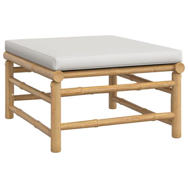 Set Salotto Da Giardino 5pz Con Cuscini Grigio Chiaro Bambù - Image 6