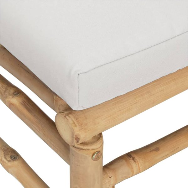 Set Salotto Da Giardino 6pz Con Cuscini Grigio Chiaro Bambù - Image 6