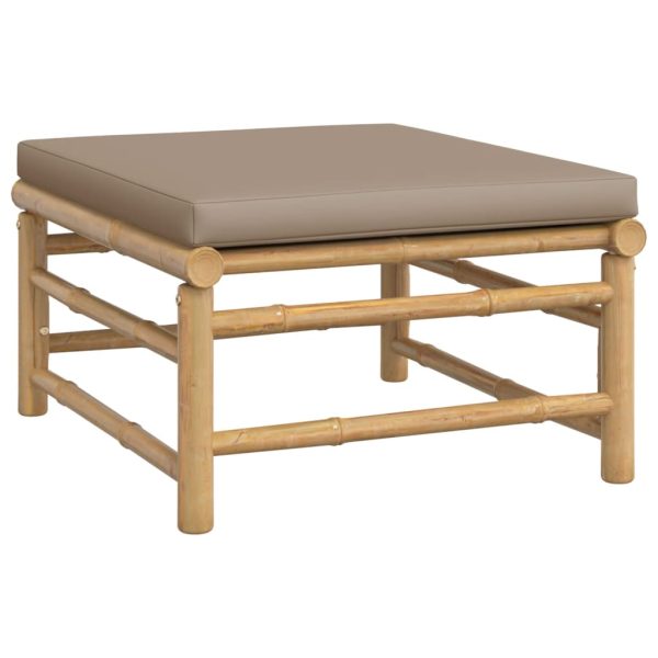 Set Salotto Da Giardino 6pz Con Cuscini Tortora Bambù - Image 6