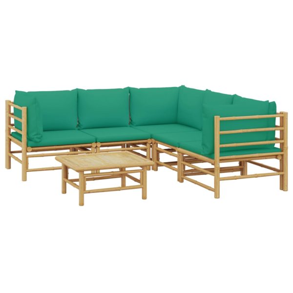 Set Salotto Da Giardino 6pz Con Cuscini Verdi Bambù - Image 3