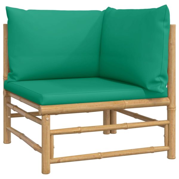 Set Salotto Da Giardino 9pz Con Cuscini Verdi Bambù - Image 4