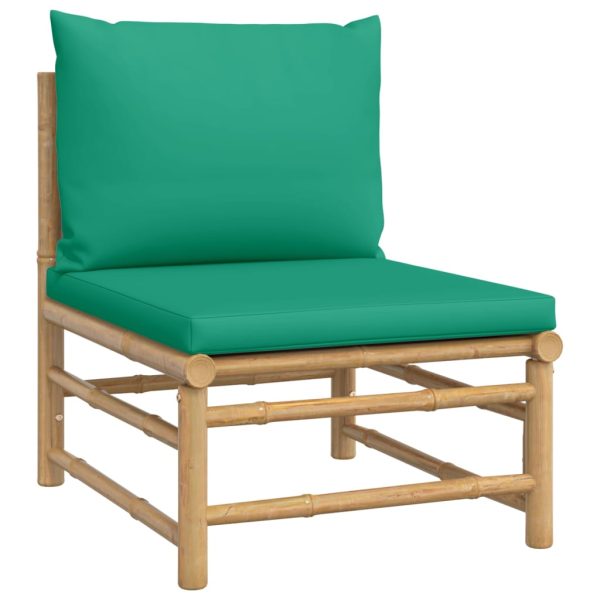 Set Salotto Da Giardino 6pz Con Cuscini Verdi Bambù - Image 5