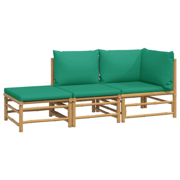 Set Salotto Da Giardino 3pz Con Cuscini Verdi Bambù - Image 3