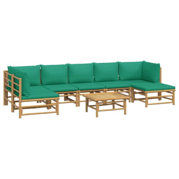 Set Salotto Da Giardino 8pz Con Cuscini Verdi Bambù - Image 3