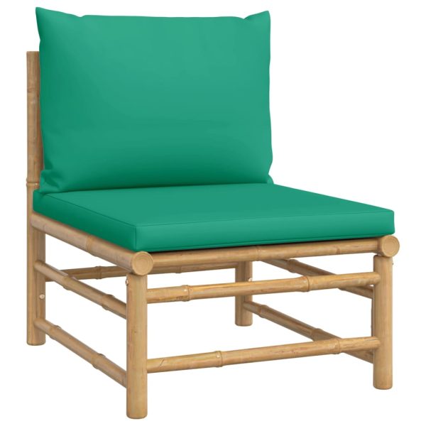 Set Salotto Da Giardino 8pz Con Cuscini Verdi Bambù - Image 5