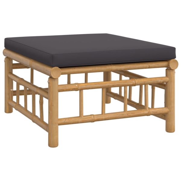 Set Salotto Da Giardino 6pz Con Cuscini Grigio Scuro Bambù - Image 6