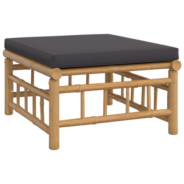 Set Salotto Da Giardino 7pz Con Cuscini Grigio Scuro Bambù - Image 6