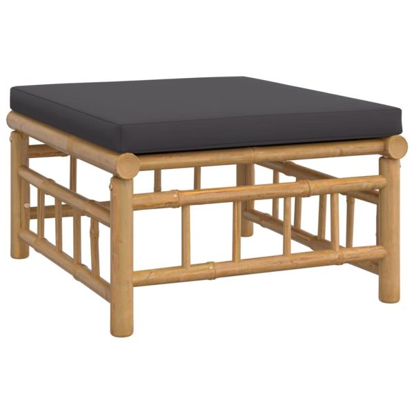 Set Salotto Da Giardino 6pz Con Cuscini Grigio Scuro Bambù - Image 6
