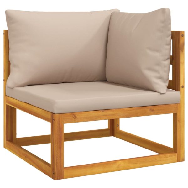 Set Salotto Da Giardino 7pz Con Cuscini Tortora Legno Massello - Image 4