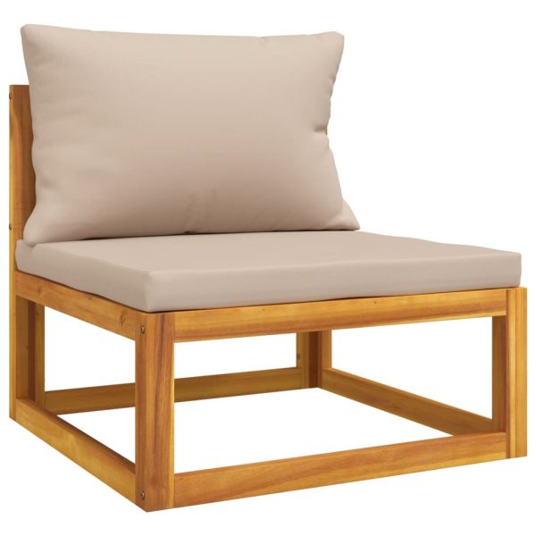 Set Salotto Da Giardino 7pz Con Cuscini Tortora Legno Massello - Image 5