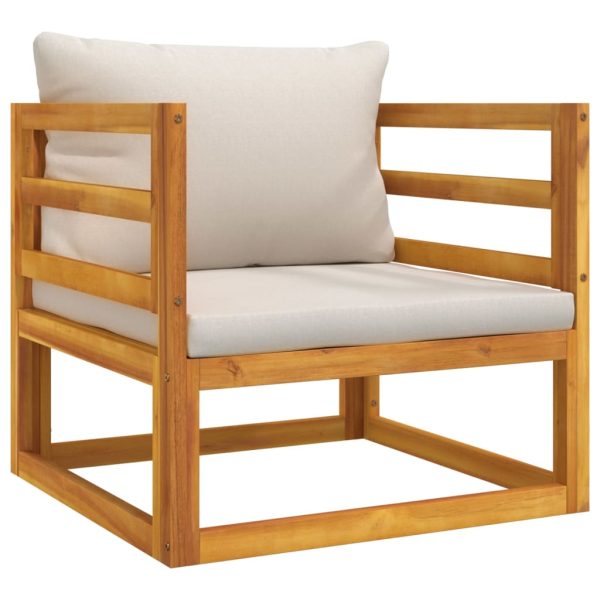 Set Salotto Giardino 7pz Cuscini Grigio Chiaro Legno Massello - Image 6