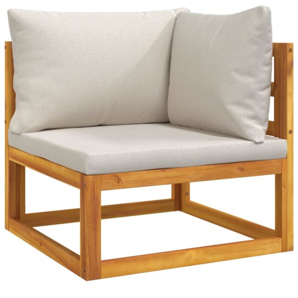 Set Salotto Giardino 6pz Cuscini Grigio Chiaro Legno Massello - Image 4
