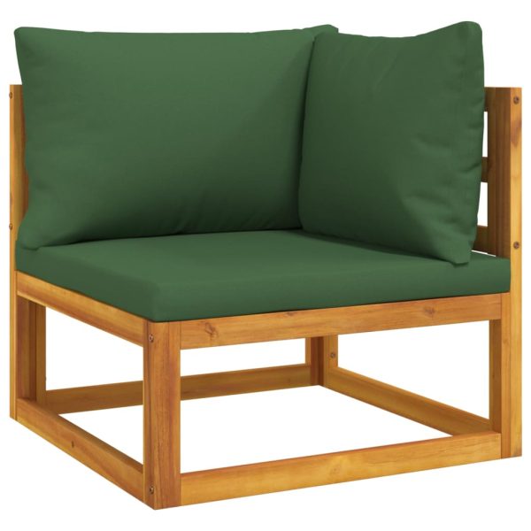 Set Salotto Da Giardino 9pz Con Cuscini Verdi In Legno Massello - Image 4