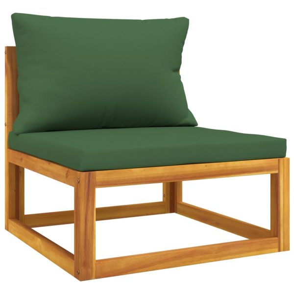 Set Salotto Da Giardino 9pz Con Cuscini Verdi In Legno Massello - Image 5