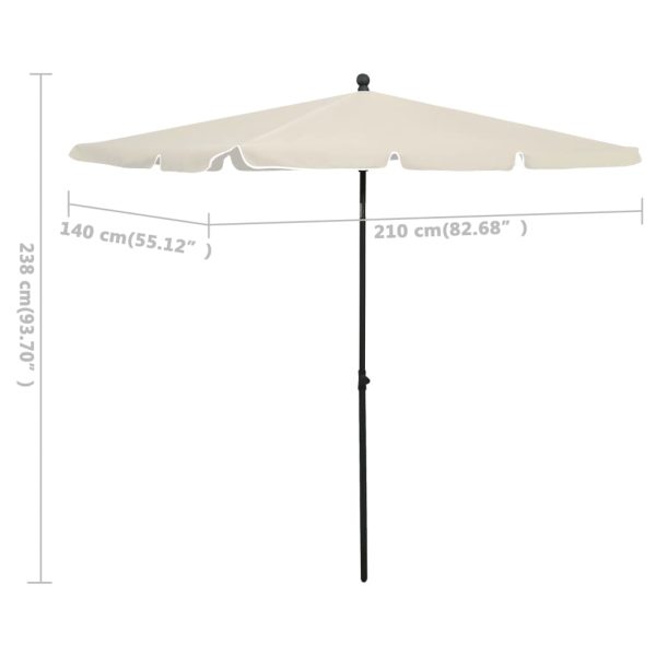 Ombrellone Da Giardino Con Palo 210x140 Cm Sabbia - Image 6