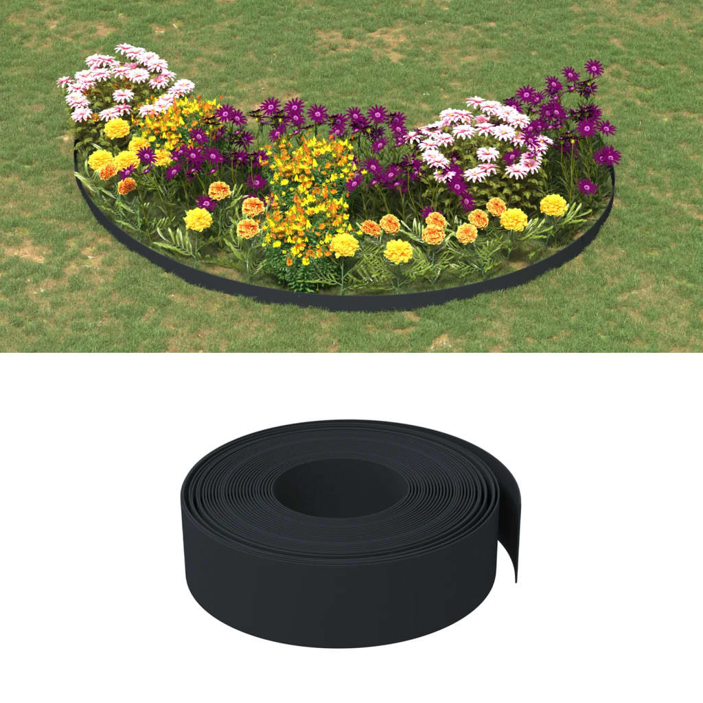 Bordature Da Giardino 2 Pz Nere 10 M 15 Cm In Polietilene