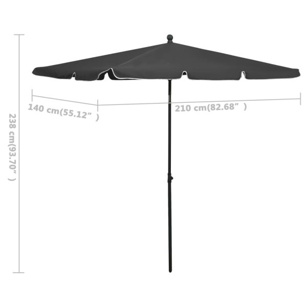 Ombrellone Da Giardino Con Palo 210x140 Cm Antracite - Image 6
