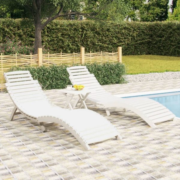 Lettini 2 Pz Bianchi 184x55x64 Cm Legno Massello Di Acacia