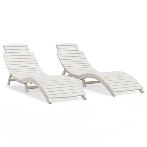 Lettini 2 Pz Bianchi 184x55x64 Cm Legno Massello Di Acacia - Image 2