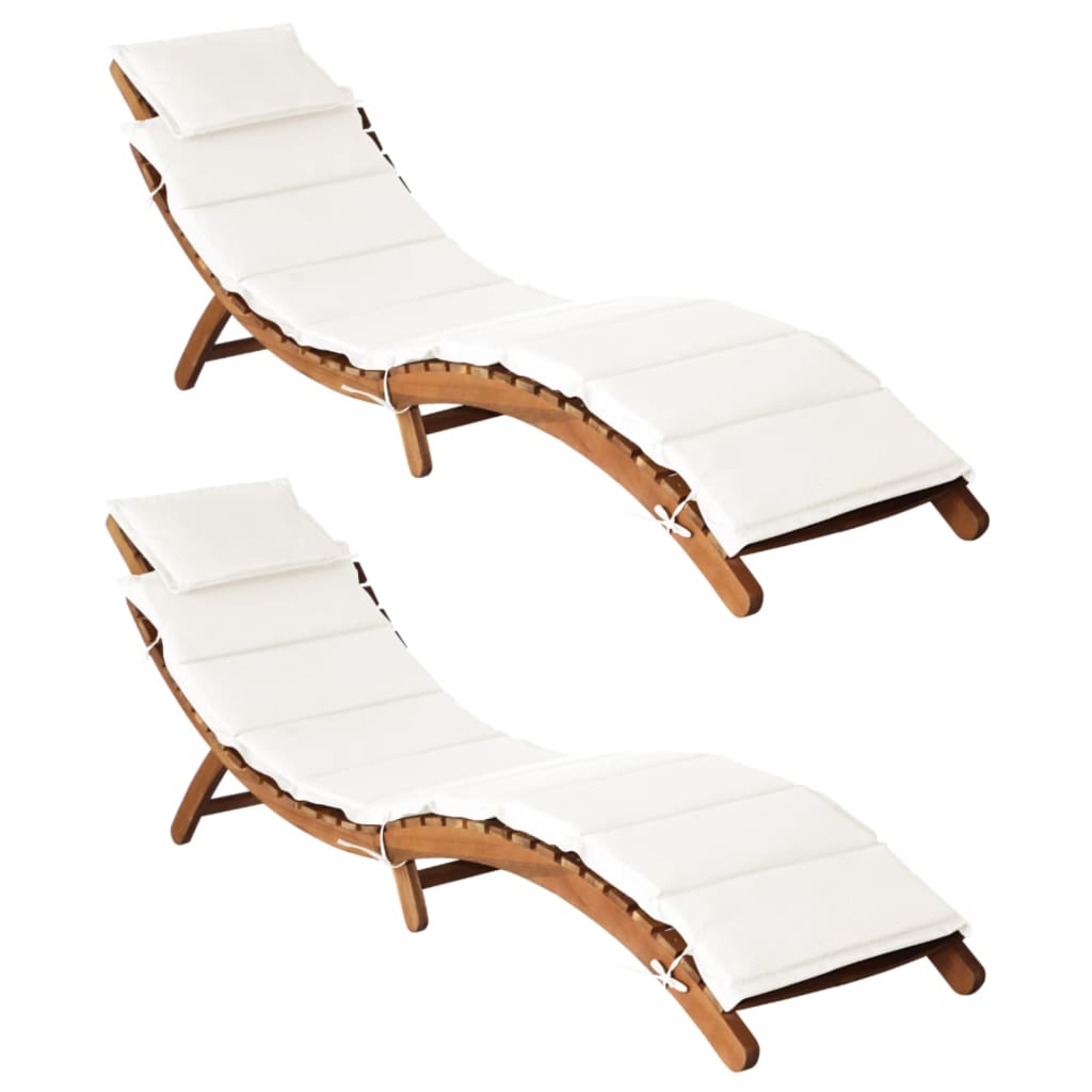 Lettini Prendisole Con Cuscini 2pz Bianco Crema Massello Acacia