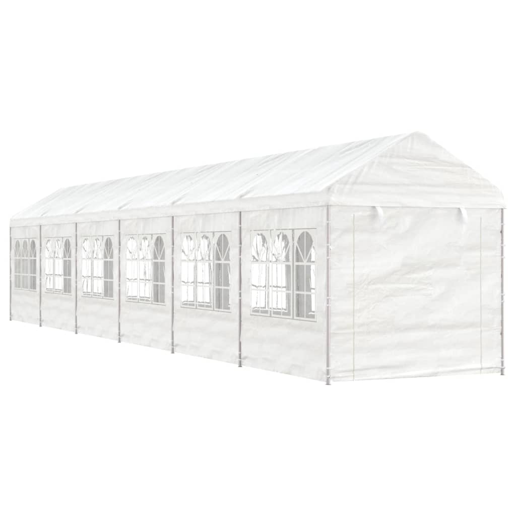 Gazebo Con Tetto Bianco 13,38x2,28x2,69 M In Polietilene