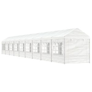 Gazebo Con Tetto Bianco 20,07x2,28x2,69 M In Polietilene