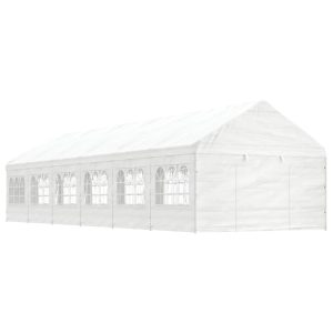 Gazebo Con Tetto Bianco 13,38x4,08x3,22 M In Polietilene