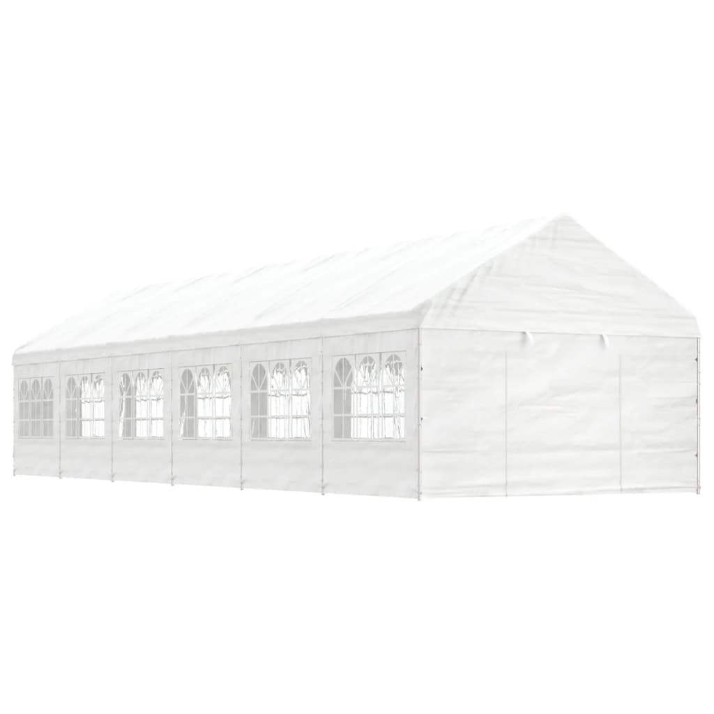 Gazebo Con Tetto Bianco 13,38x4,08x3,22 M In Polietilene