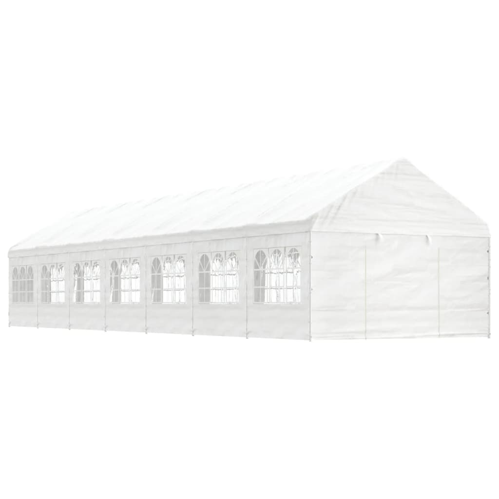 Gazebo Con Tetto Bianco 15,61x4,08x3,22 M In Polietilene