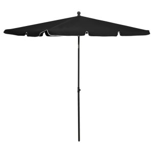 Ombrellone Da Giardino Con Palo 210x140 Cm Nero