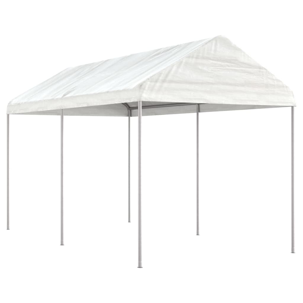 Gazebo Con Tetto Bianco 4,46x2,28x2,69 M In Polietilene