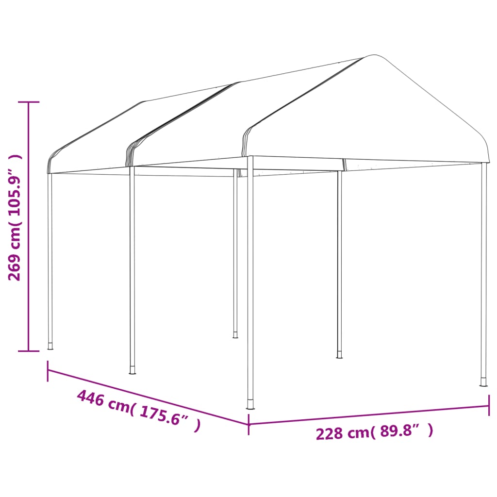 Gazebo Con Tetto Bianco 4,46x2,28x2,69 M In Polietilene - Image 5