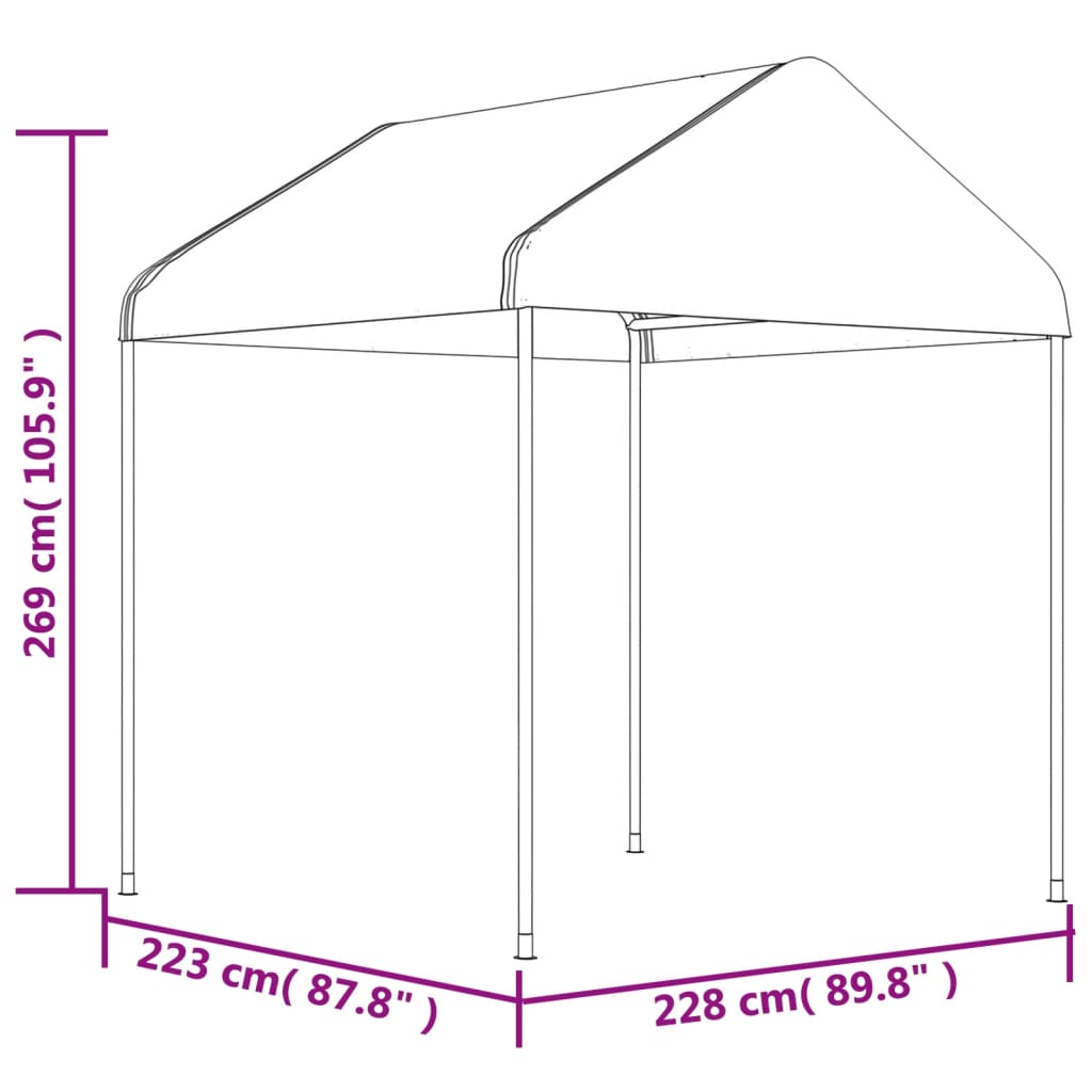 Gazebo Con Tetto Bianco 4,46x2,28x2,69 M In Polietilene - Image 6