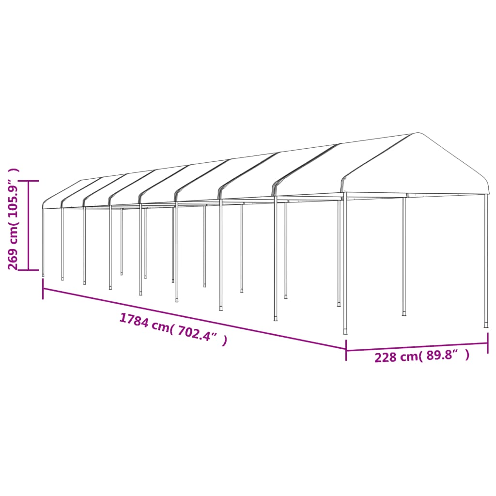Gazebo Con Tetto Bianco 17,84x2,28x2,69 M In Polietilene - Image 5